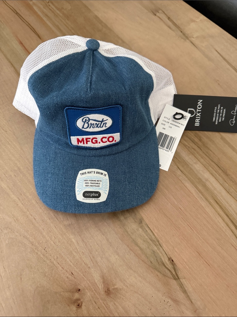 Brixton Blue Front White Mesh Patch Trucker Cap